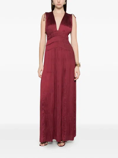 Ulla Johnson Tasneem V-neck Tie-shoulder Maxi Dress In Red