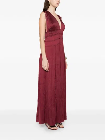 Ulla Johnson Tasneem V-neck Tie-shoulder Maxi Dress In Red