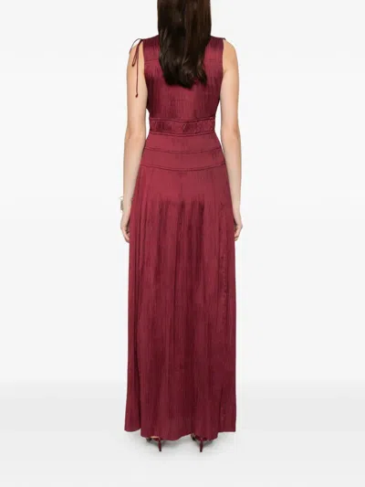 Ulla Johnson Tasneem V-neck Tie-shoulder Maxi Dress In Red