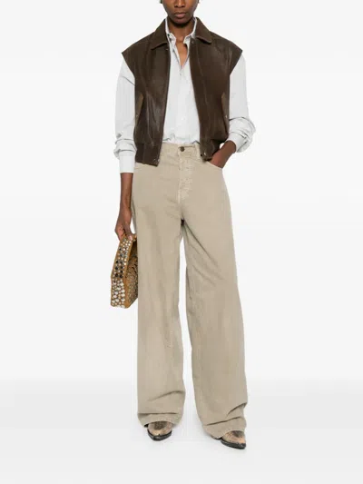 Haikure Leather Gilet In Brown