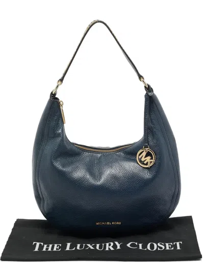 Pre-owned Michael Kors Lidia Leather Shoulder Bag In Blue