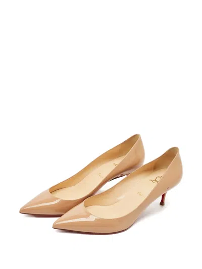 Pre-owned Christian Louboutin Miss Z Patent Leather Pumps In Neutral