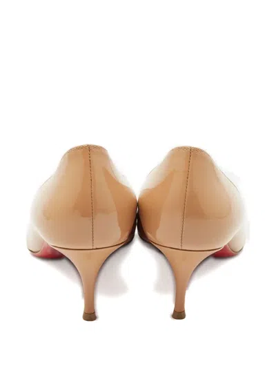 Pre-owned Christian Louboutin Miss Z Patent Leather Pumps In Neutral