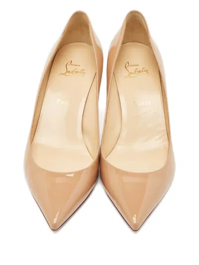 Pre-owned Christian Louboutin Miss Z Patent Leather Pumps In Neutral