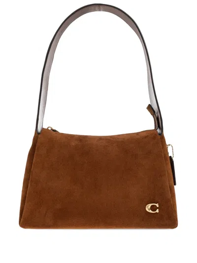 Coach Lola Initial Logo Zip Tote Bag In Brown