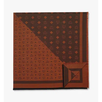 Mcm Monogram Shawl In Wool-silk Jacquard In Brown