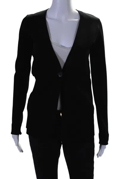 Designer Capsule 121 Womens Single Button V Neck Knit Blazer Jacket Black In Black