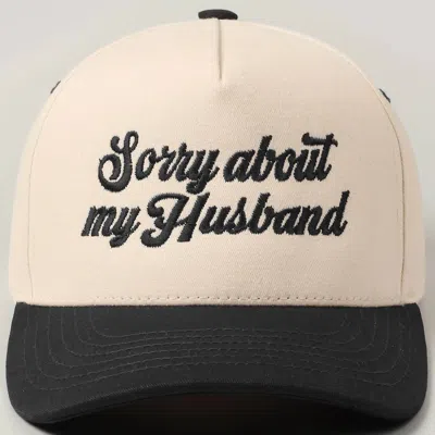 Fashion City Women's Sorry About My Husband Embroidery Two-tone Canvas Hat In Black In Neutral