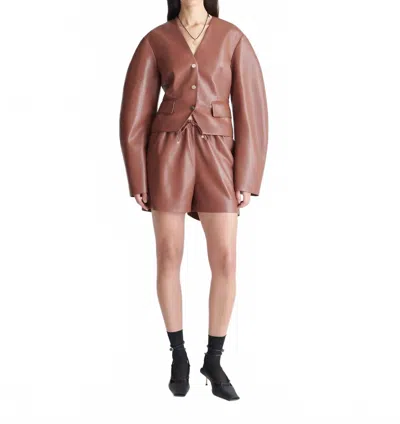 Nanushka Aniela Okobor Alt-leather Shorts In Henna In Black