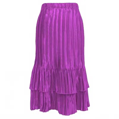 Magic Scarf Women's Satin Mini Pleat Tiered Skirt In Raspberry Sherbet In Multi