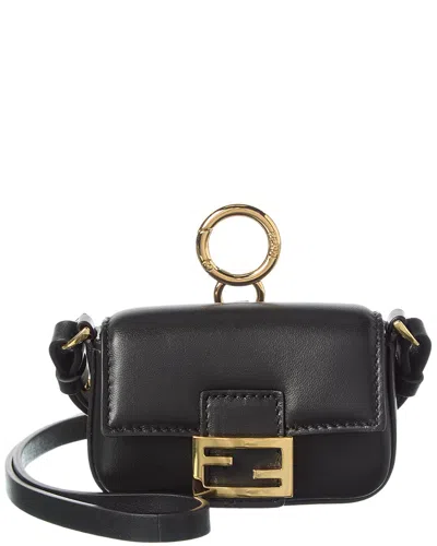 Fendi Baguette Leather Bag Charm In Black