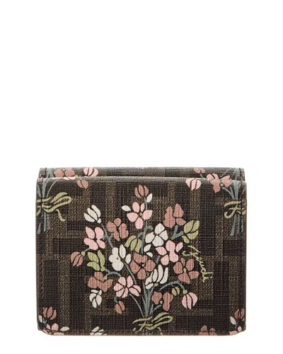Fendi Roma Ff Jacquard Card Case In Brown
