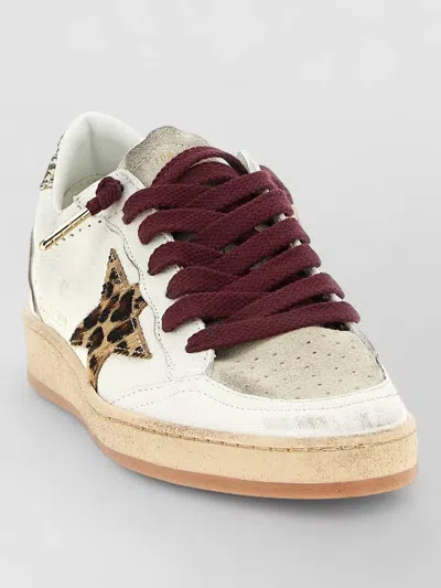 Golden Goose Ball Star Sneakers Leopard Emblem Glitter Heel In Multi
