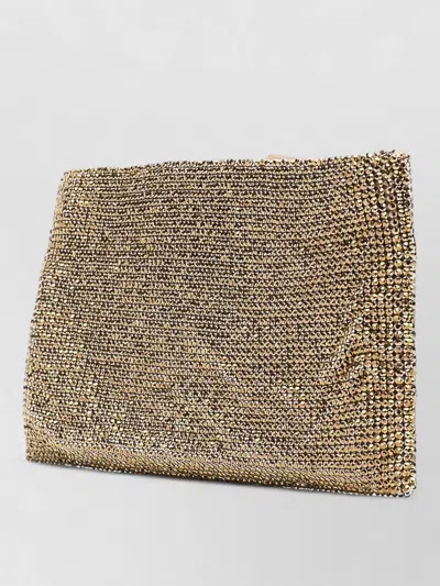 Benedetta Bruzziches Crystal Mesh Mini Clutch Shoulder Bag In Gray