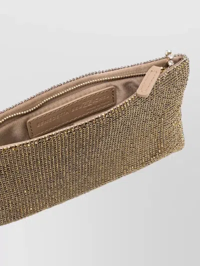 Benedetta Bruzziches Crystal Mesh Mini Clutch Shoulder Bag In Gray