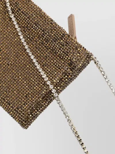 Benedetta Bruzziches Crystal Mesh Mini Clutch Shoulder Bag In Gray