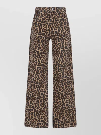 Anine Bing High Waist Animal Print Wide Leg Trousers In Animal Print