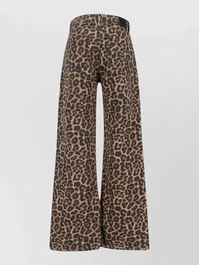 Anine Bing High Waist Animal Print Wide Leg Trousers In Animal Print