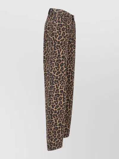 Anine Bing High Waist Animal Print Wide Leg Trousers In Animal Print