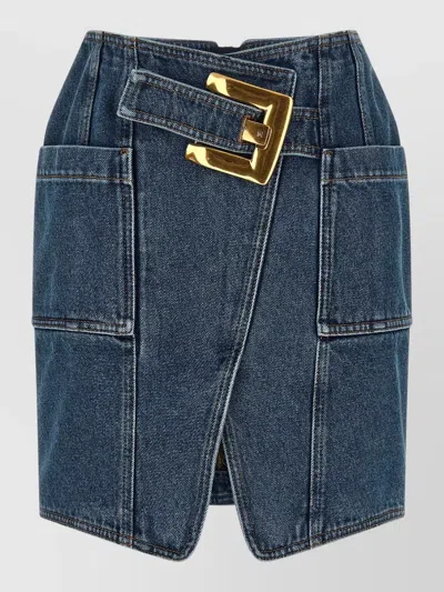 Balmain Skirt Featuring Belt Detail And Pockets In Blue