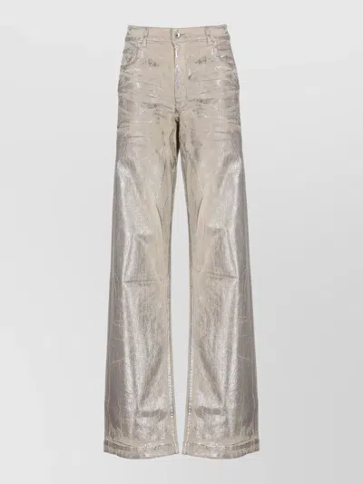 Rick Owens Drkshdw High Waist Wide Leg Cotton Jeans Trousers In Gold
