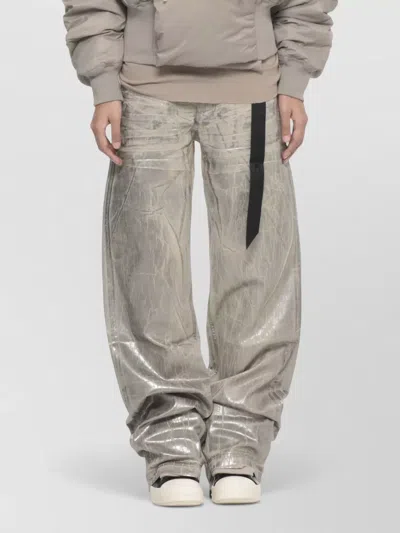 Rick Owens Drkshdw High Waist Wide Leg Cotton Jeans Trousers In Gold