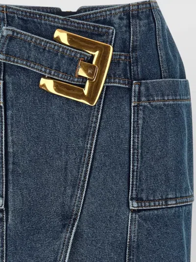 Balmain Skirt Featuring Belt Detail And Pockets In Blue
