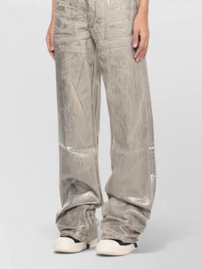 Rick Owens Drkshdw High Waist Wide Leg Cotton Jeans Trousers In Gold