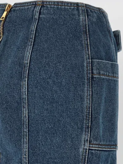 Balmain Skirt Featuring Belt Detail And Pockets In Blue
