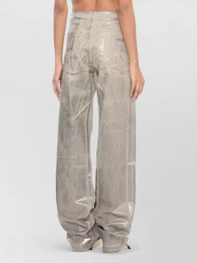 Rick Owens Drkshdw High Waist Wide Leg Cotton Jeans Trousers In Gold