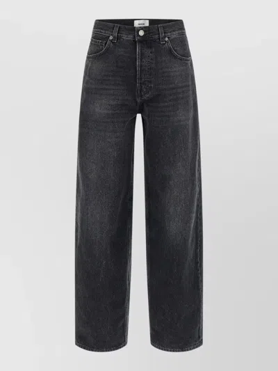 Haikure 'korea' Grey Jeans With Faded Effect And Logo Patch On The Back In Cotton Woman In Black