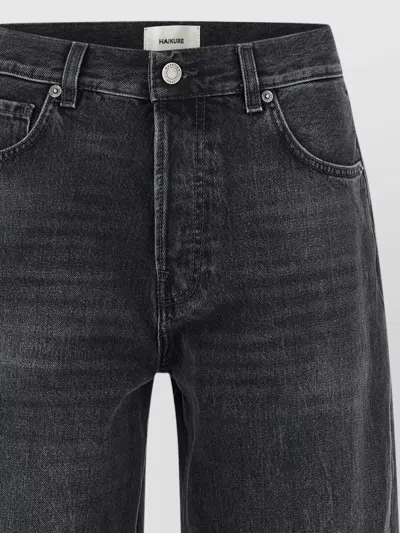 Haikure 'korea' Grey Jeans With Faded Effect And Logo Patch On The Back In Cotton Woman In Black