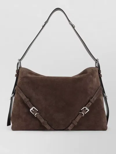 Givenchy Womens Ebony Brown Silver Voyou Medium Suede Shoulder Bag In Brown