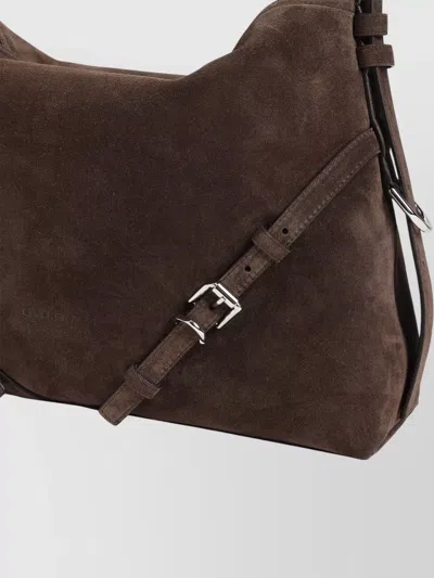 Givenchy Womens Ebony Brown Silver Voyou Medium Suede Shoulder Bag In Brown