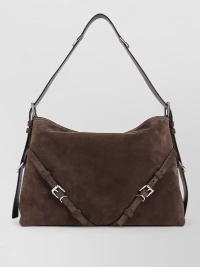 Givenchy Womens Ebony Brown Silver Voyou Medium Suede Shoulder Bag In Brown