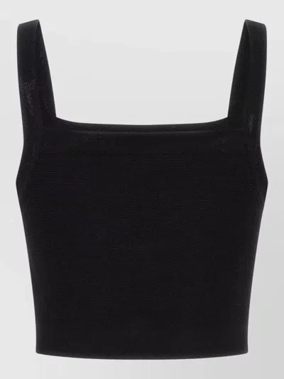 Balmain Cropped Sleeveless Top Gold Button Detail In Black