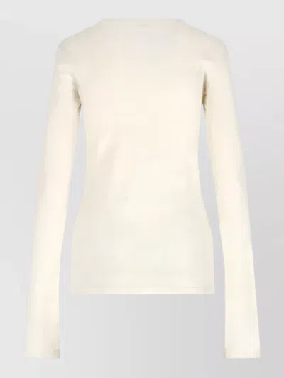 Jil Sander Long Sleeve Crew Neck Plain Top In Gray