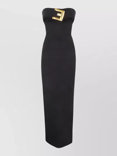 Balmain Belted Bustier Compact Jersey Long Dress Clothing