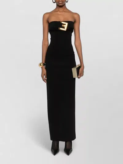 Balmain Belted Bustier Compact Jersey Long Dress Clothing