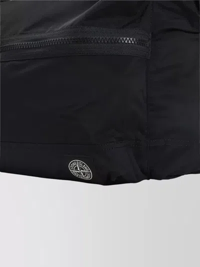 Stone Island Backpack Adjustable Straps Front Zip Pocket Top Handle In Black