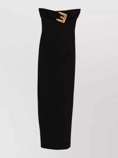 Balmain Belted Bustier Compact Jersey Long Dress Clothing