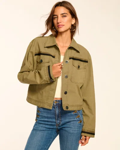 Ramy Brook Nikola Canvas Button Down Jacket In Green