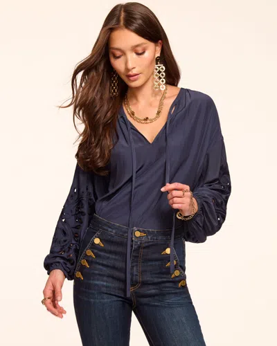 Ramy Brook Zenaida Embellished Off-the-shoulder Blouse In Blue