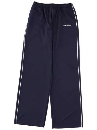 Sporty And Rich Pants With Logo In Blue
