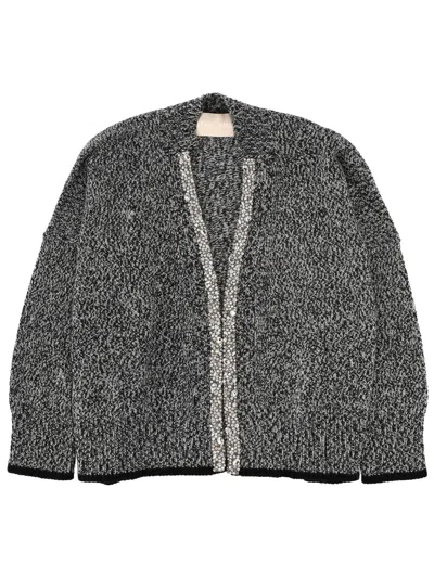 Circus Hotel Sequin Trim Cardigan In Gray
