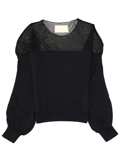Circus Hotel Long-sleeve Round-neck Top In Black
