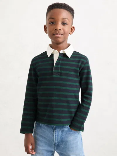 Reiss Navy/green Polo Shirt In Green