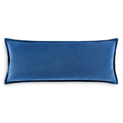 Surya Cotton Velvet Lumbar Pillow In Blue