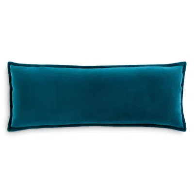 Surya Cotton Velvet Lumbar Pillow In Blue