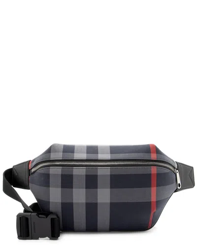 Burberry Black, Grey Giant Check Canvas Sonny Bum Bag (authentic Pre-loved) In Multi